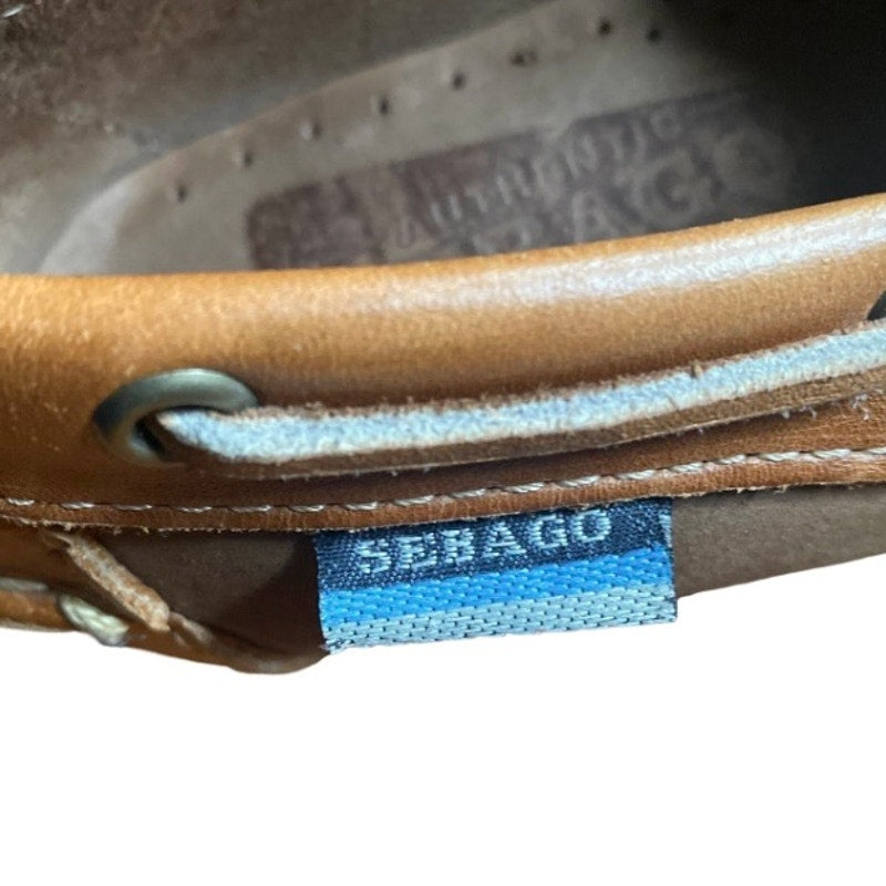Two-toned Dark Grey/Cognac Brown Leather Sebago Docksides Loafers with Rawhide Laces (Men’s 8.5)