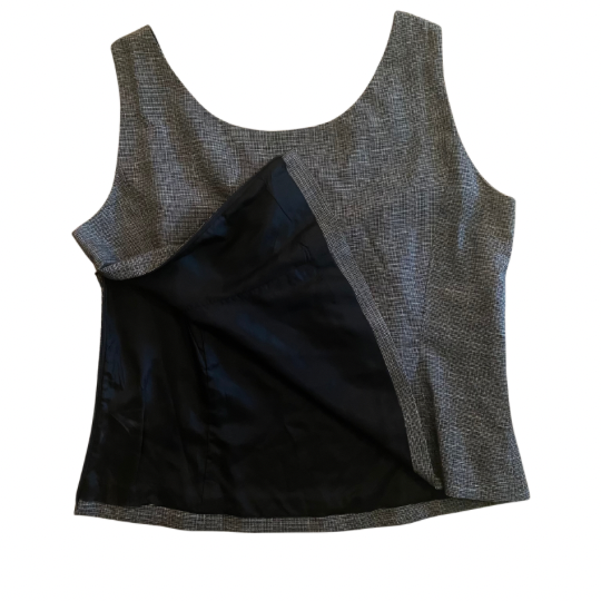 Black Beaded Grey Tweed Jacket & Sleeveless Top Set (10P)