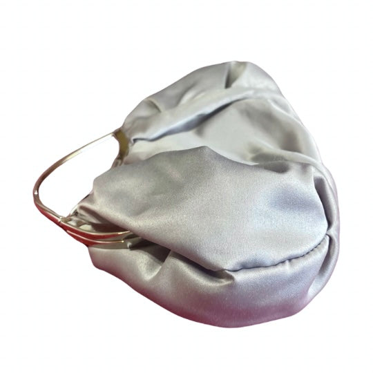 Y2K Silver Satin Handbag with Silver Chain Shoulder Strap