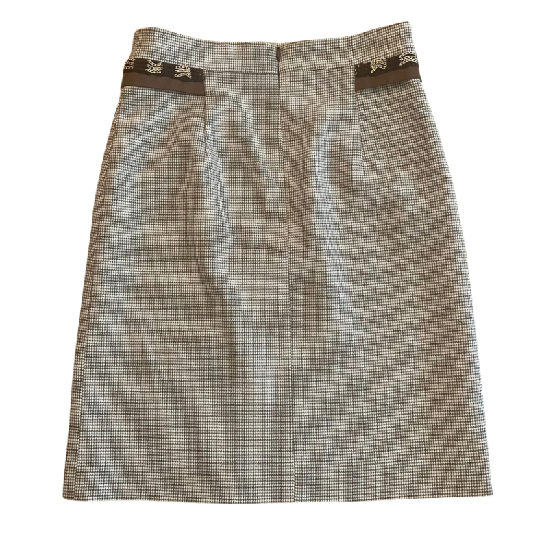 Vintage Green/Brown/White Houndstooth Print Button Down Skirt Suit (Small/Medium)