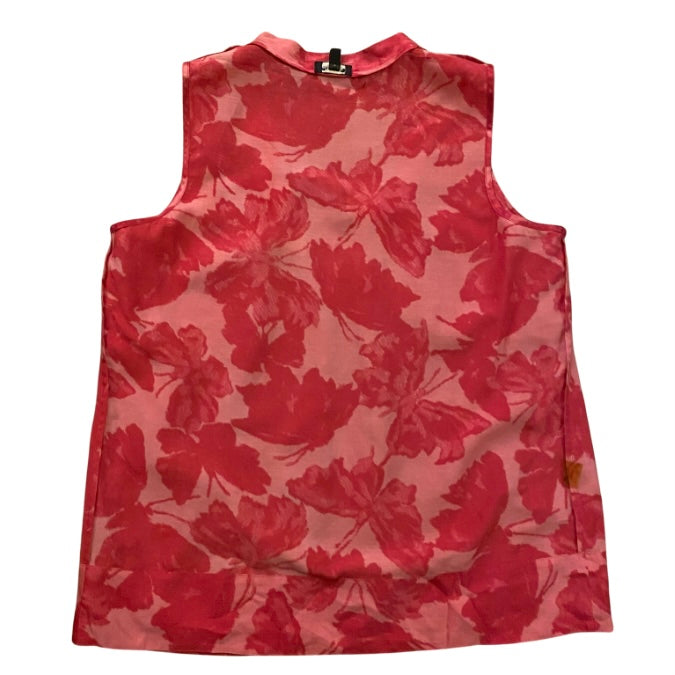 Hot Pink Watercolor Butterfly Print Sleeveless Top (10)