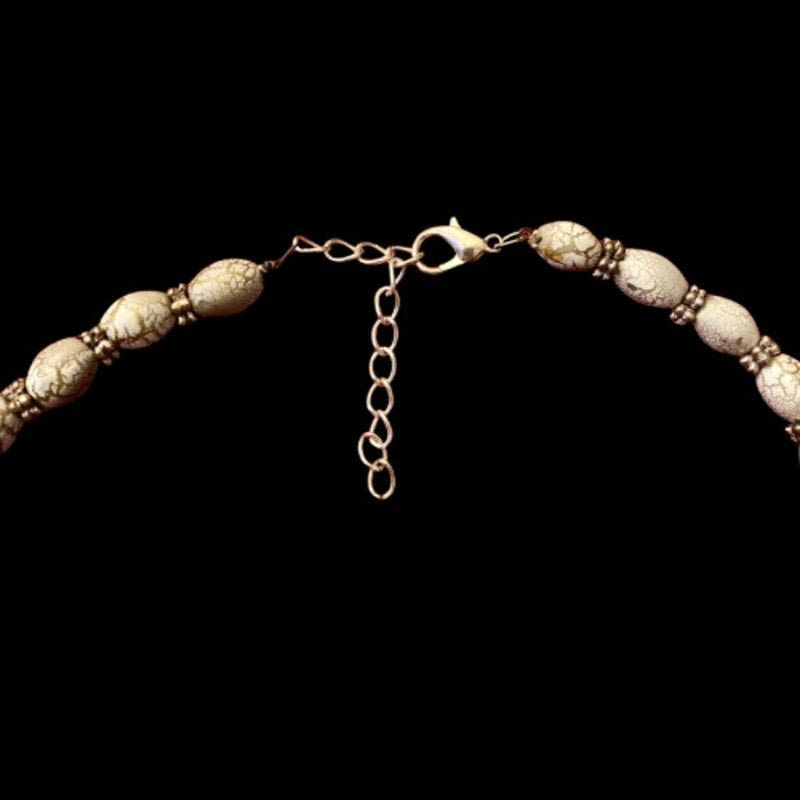 Upcycled Mint Green Marble & Silver Toned Metal Beaded Pendant Necklace