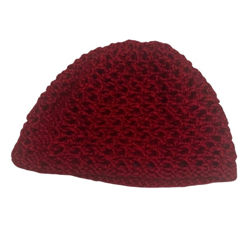 Cherry Red Retro Style Knit Mesh Skull Cap (M/L)
