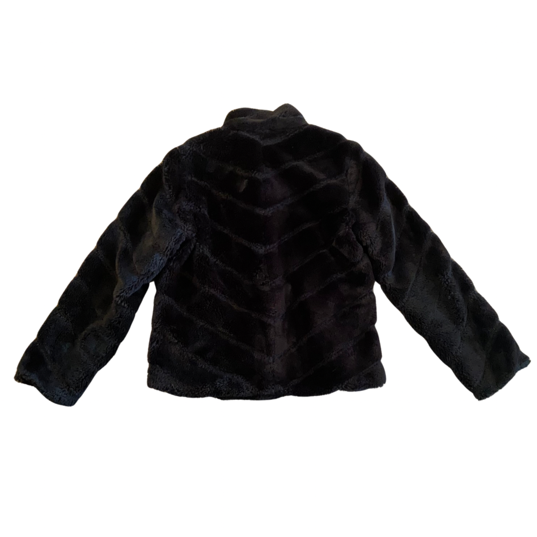 Vintage Black Quilted Faux Fur Jacket (M)