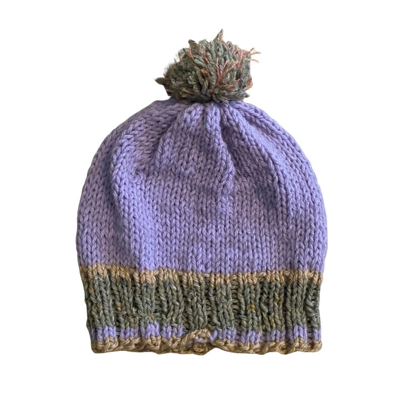 Lavender Fields Knit Beanie with Pom-Pom