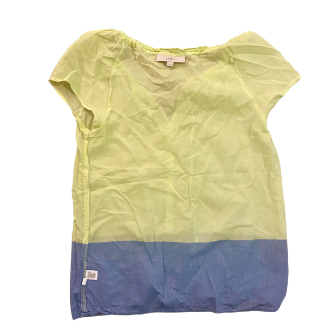 Featherlight Colorblock Lime Green/ Blue Cotton Shirt (S)