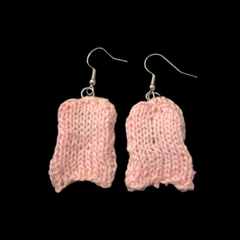 Pastel Pink Minimalist Ghost Earrings | Handknit with Cotton Thread