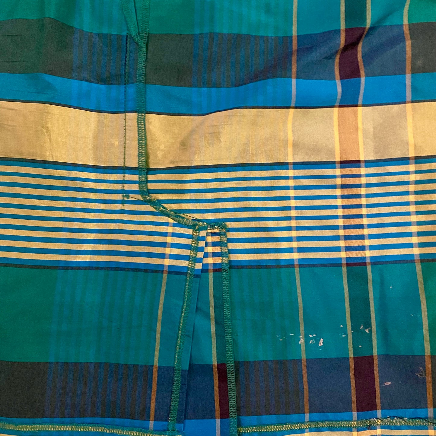 đź”” Vintage Silk Green Plaid Sheath Dress (8)