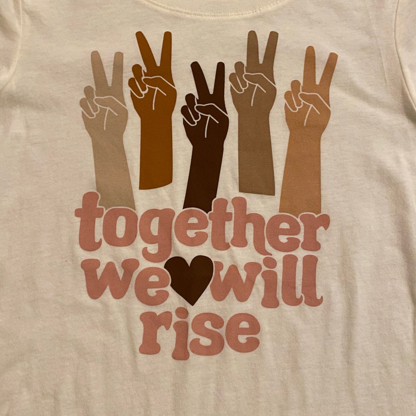 NWT “Together We Will Rise” Peace Sign Graphic Tee (7-9)