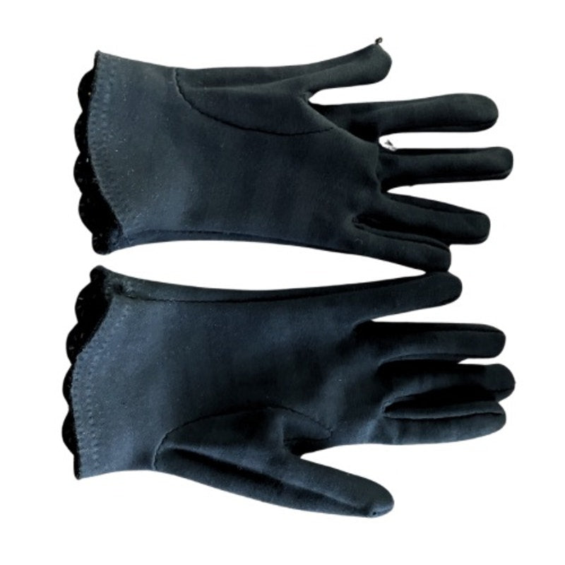 1960’s Crescendoe Vintage Ladies Beaded Black Suede Leather Tailored Gloves (Small)