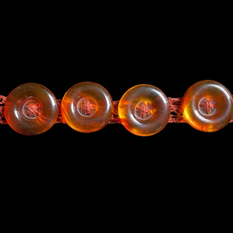 Burnt Orange Button Embellished Handknit Cotton Choker Necklace