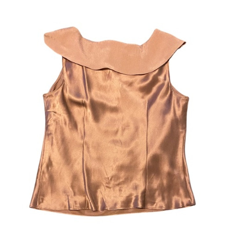 Dusky Rose 100% Silk Sleeveless Blouse with Silver Rhinestone Brooch (6P)