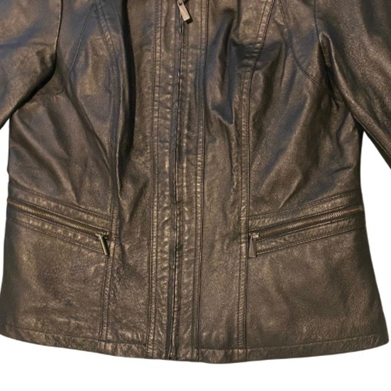 Y2K Unisex Full Zip Black Genuine Leather Jacket (X-Large)