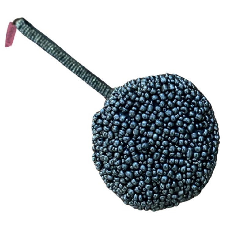 Y2K Small Metallic Pewter Pebble Beaded Wristlet