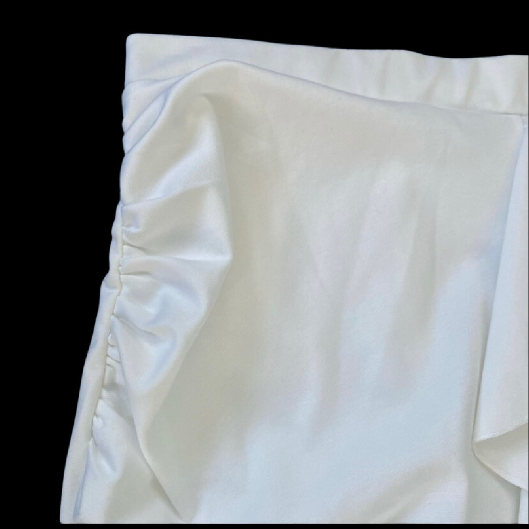 VFShow VFemage White Ruffle Pencil Skirt with Optional High Slit (M)