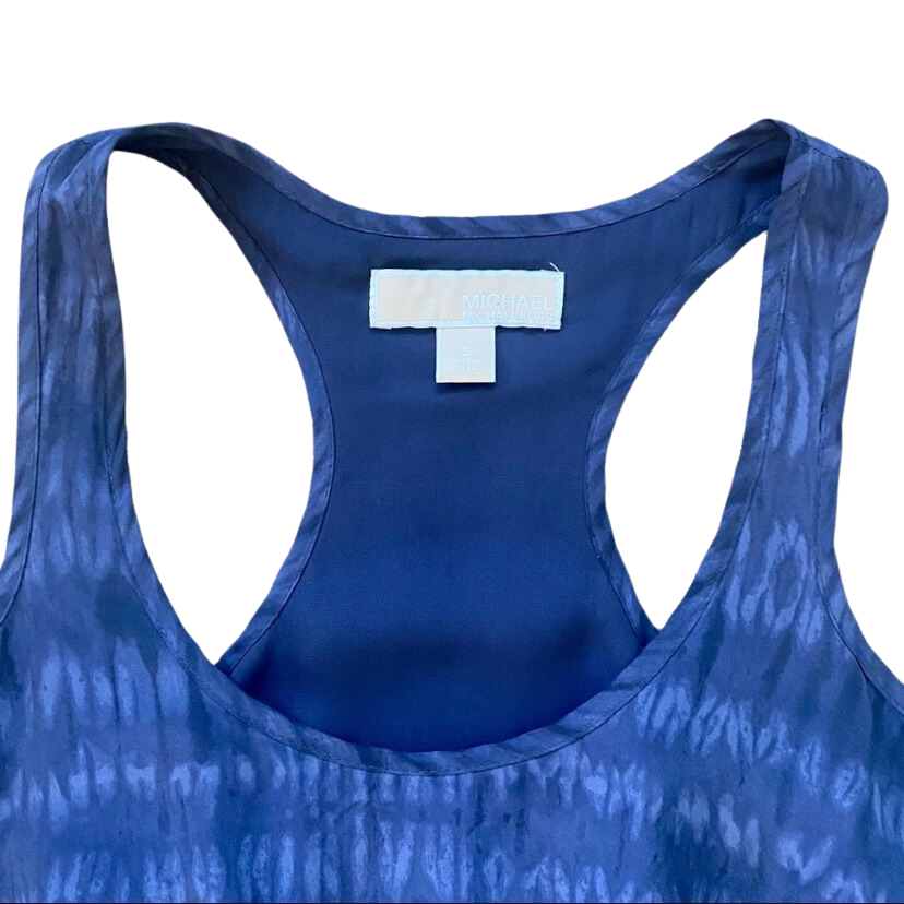 Michael Kors Blue Tie-Dye Sleeveless Racerback Blouson Dress (S/M)