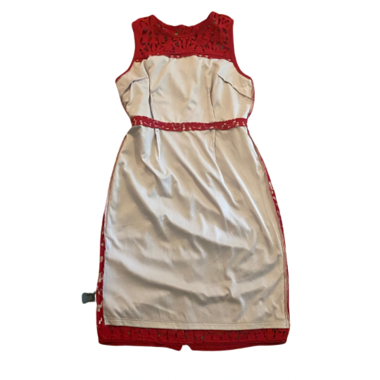 New With Tags Sleeveless Red Lace Dress with Beige Lining (10)
