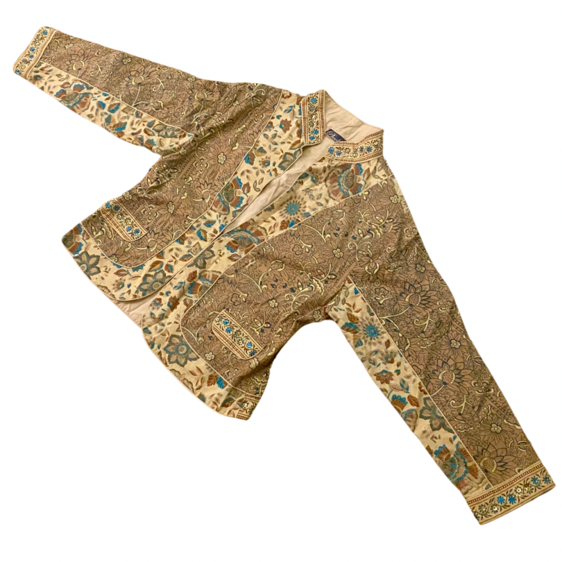 90’s Beige/ Taupe/Blue Floral Sequin Embellished Jacket (L)