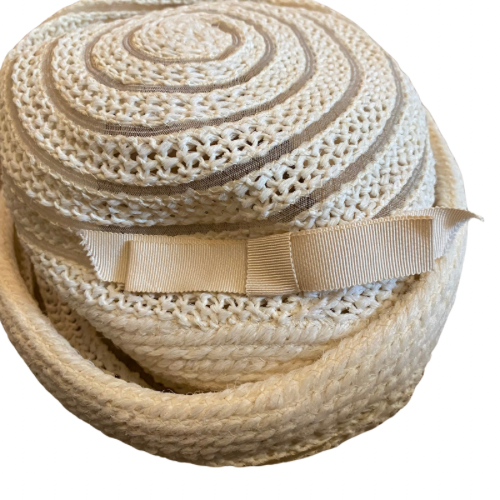 1950s Everitt Original Spiral Woven Straw Cloche Hat with Bow