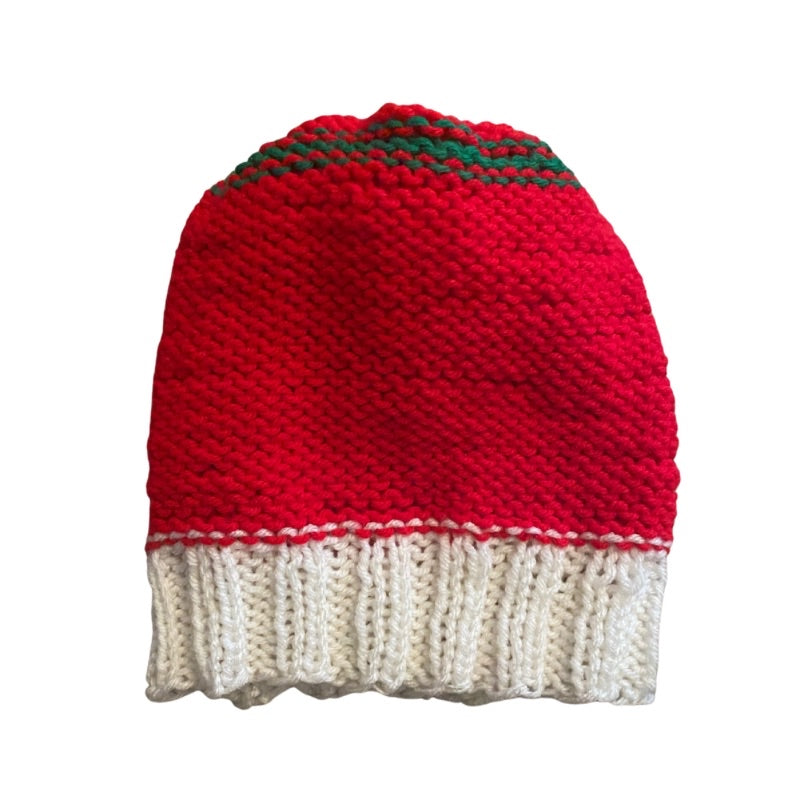 Ho-Ho-Ho Red/Green/White Knit Beanie with Pom-Pom