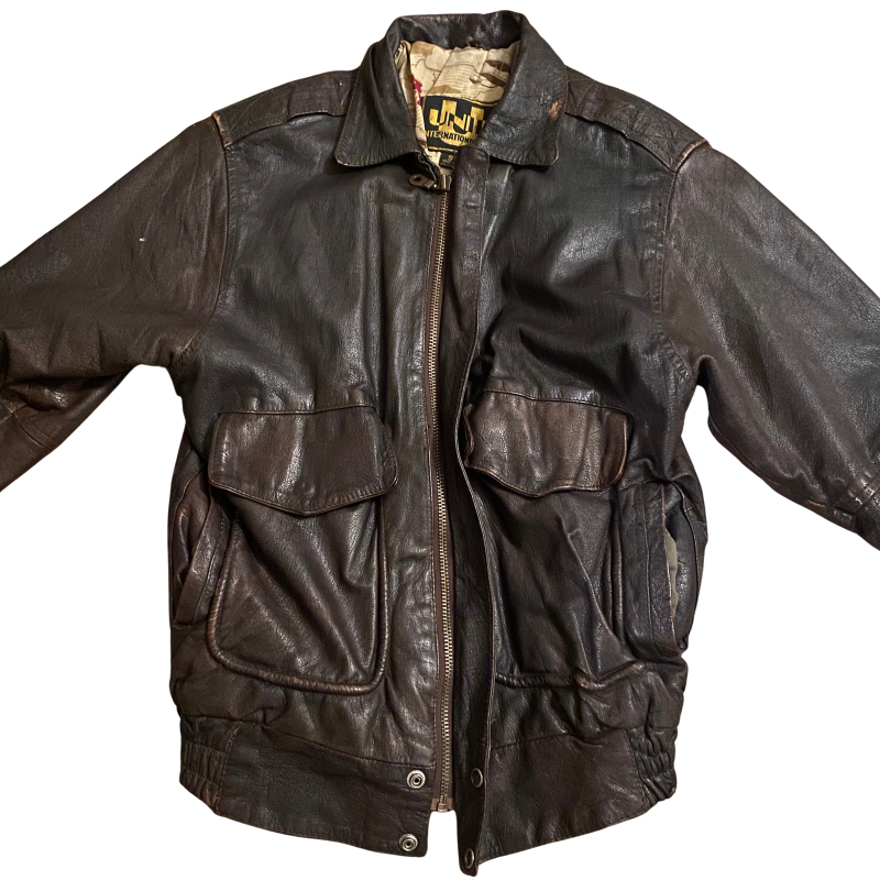 1970’s Distressed Dark Brown Goatskin Leather Flight Jacket (S)
