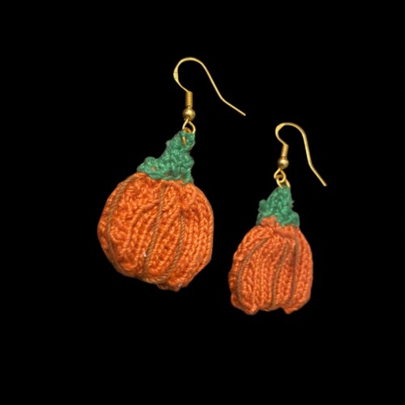Pumpkin Patch Handknit Cotton Earrings
