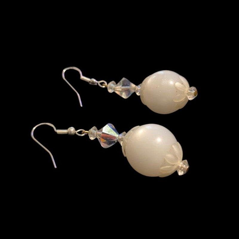 Upcycled Vintage Beaded Mock Crystal and Pearl Drop Earrings