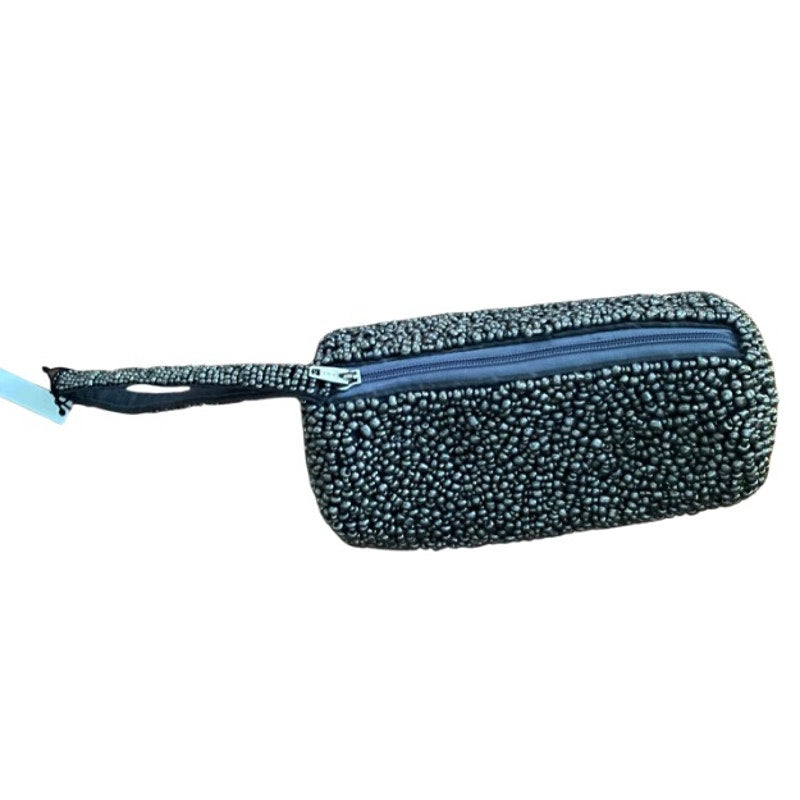 Y2K Small Metallic Pewter Pebble Beaded Wristlet