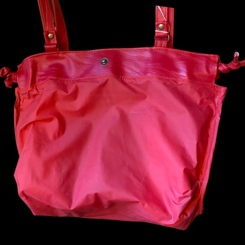Vintage Candy Apple Red Pleather Drawstring Purse/ Shoulder Bag