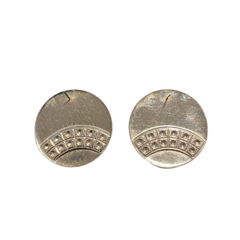Vintage Art Deco Black and Silver Enamel Disc Earrings