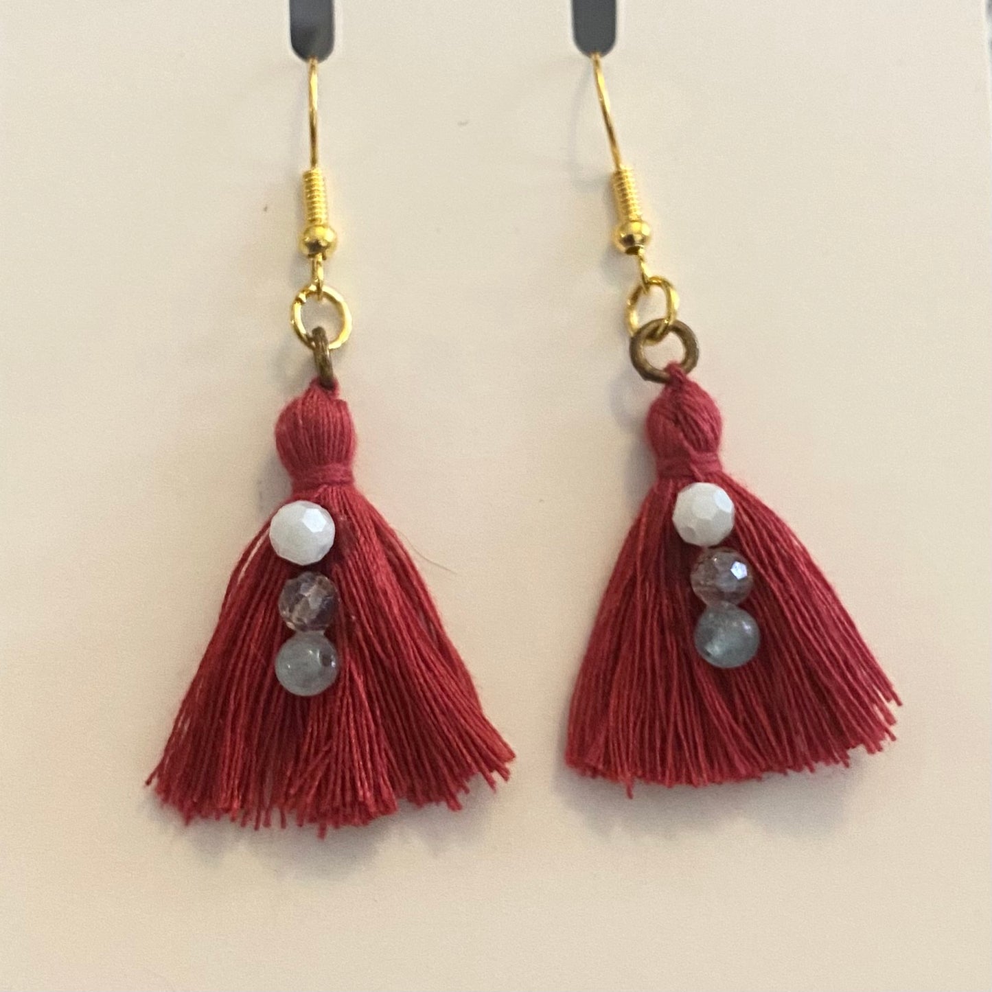 Upcycled Cotton Tassel Earrings • Trans Pride Colorway!