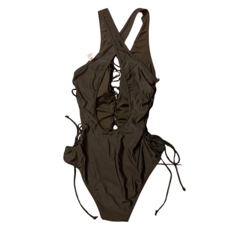 NWT Sexy Chic Black Lace-Up One Piece Swimsuit (L)