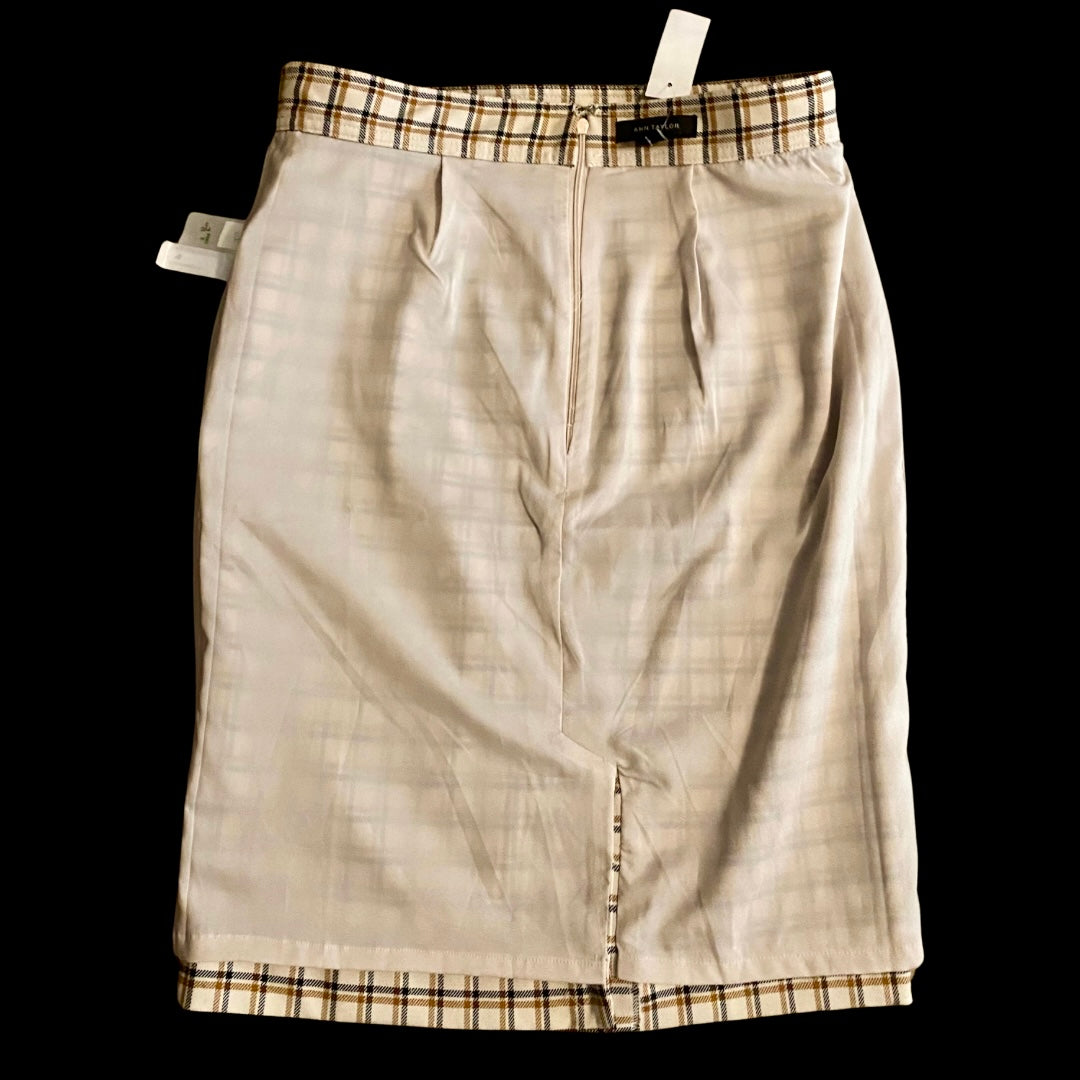 NWT Cream, Black, & Rust Plaid Sailor Pencil Skirt (6)