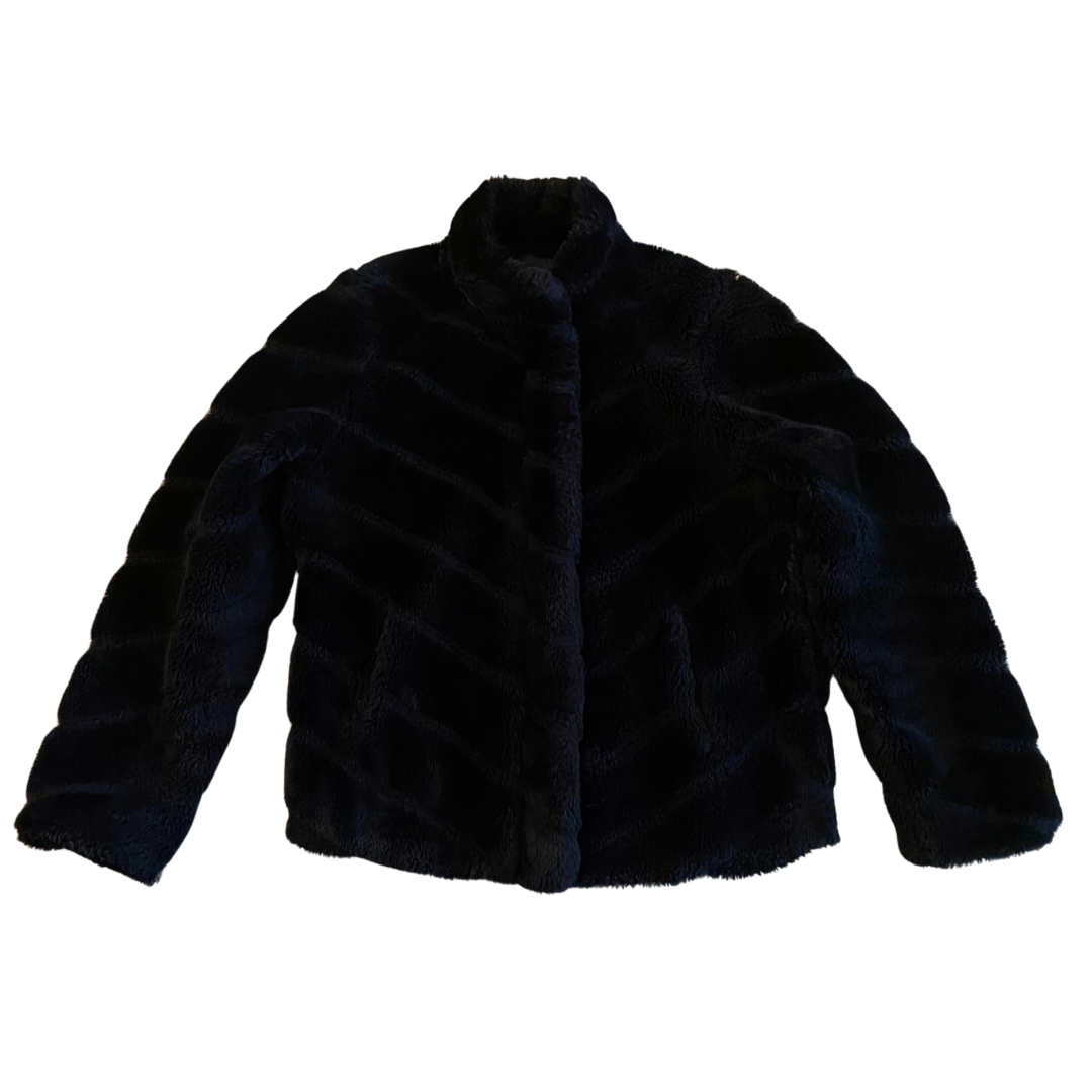 Vintage Black Quilted Faux Fur Jacket (M)