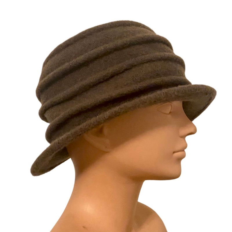 π 1920βs Style Wool Army Green/Black Flower Cloche Hat (57 cm)