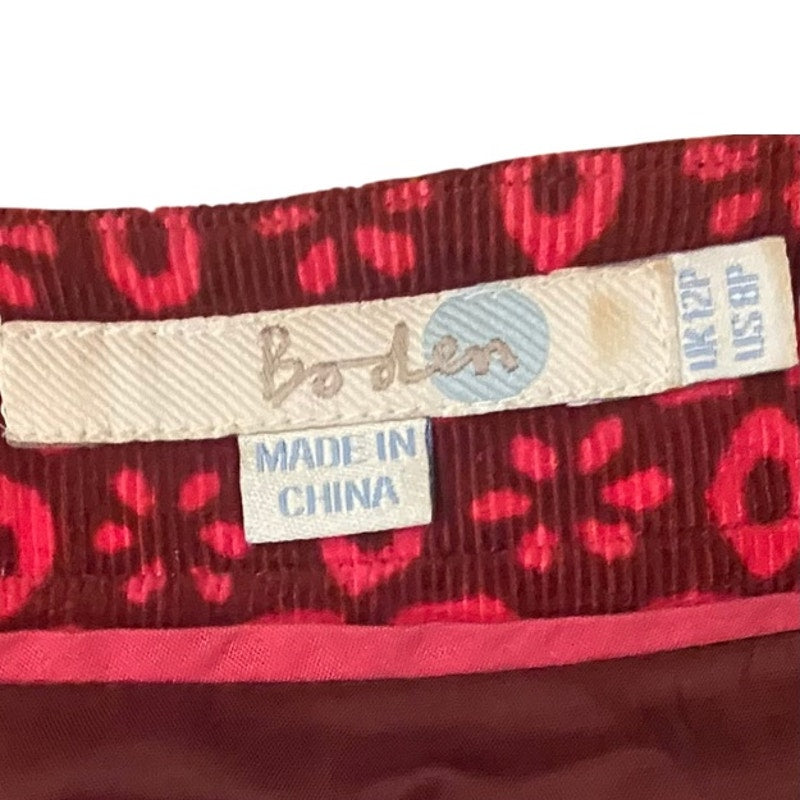 Hot Pink & Maroon Retro Floral Pattern Corduroy Shift Dress (8P)