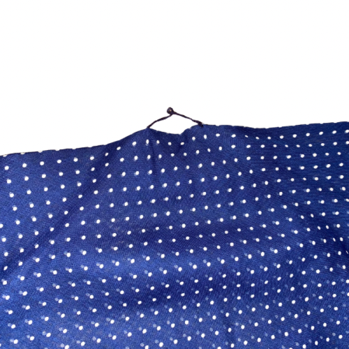 1960’s/70’s Navy Blue/White/Red Polka Dot & Gingham Trim Maxi Dress & Matching Shawl (S)
