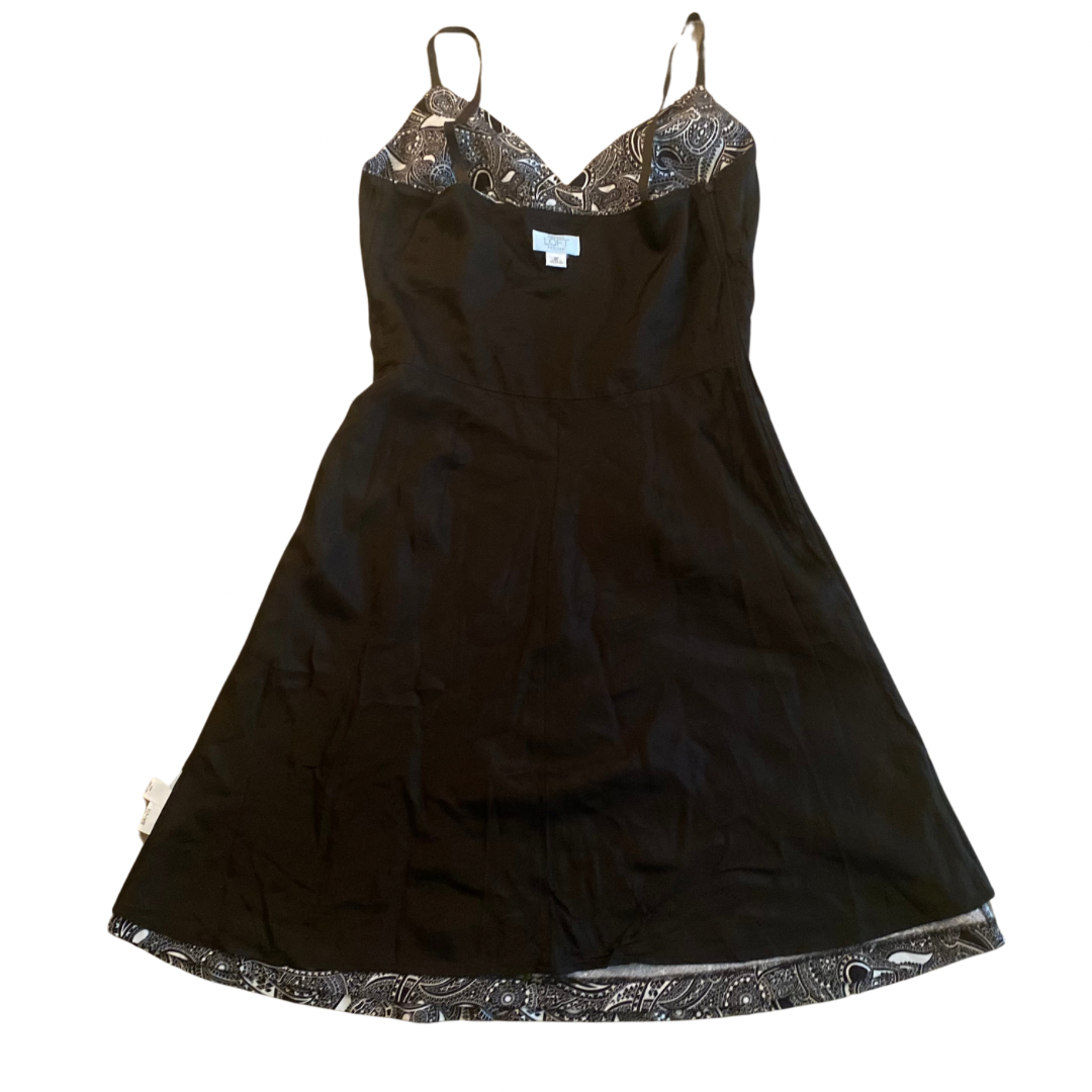 Dark Chocolate Brown & White Paisley Cotton A-Line Spaghetti Strap Dress (8P)