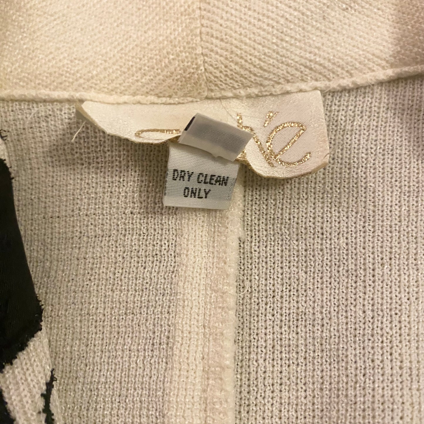 *RARE VINTAGE* Cream & Black 80’s Sequin Embellished Knit Blazer/Jacket with Belt (S)
