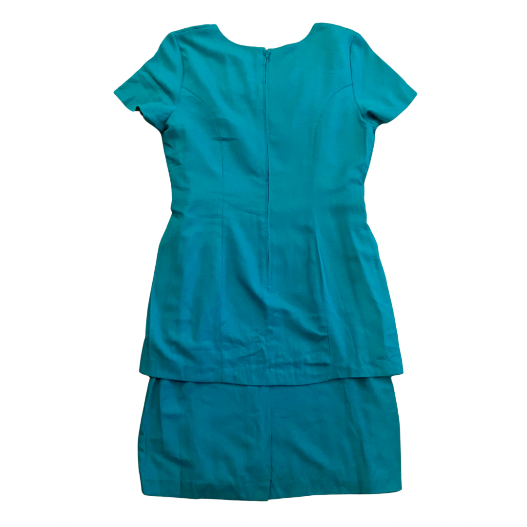 New With Tags - Vintage 80’s Teal Tiered Dress (8)