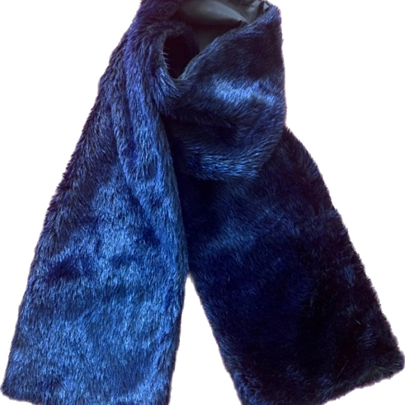 Midnight Blue Extra Long Faux Fur Scarf/ Stole/ Boa