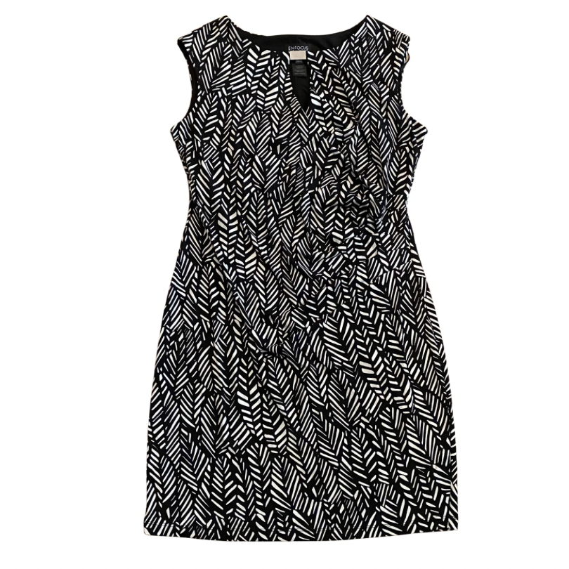Black & White Herringbone Keyhole Wrap Dress (12)