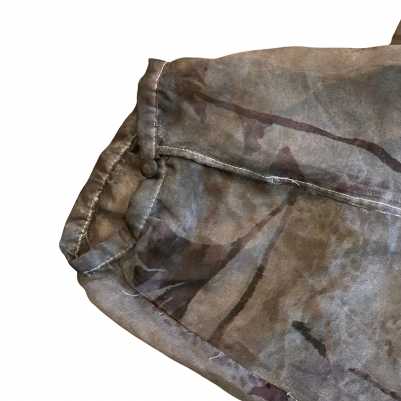 Sheer Grey/Purple Abstract Print Blouse (L)