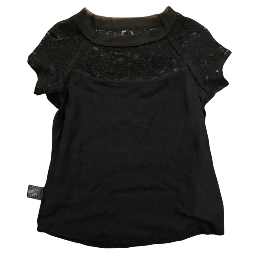 Black Floral Lace Striped Shirt (XS)