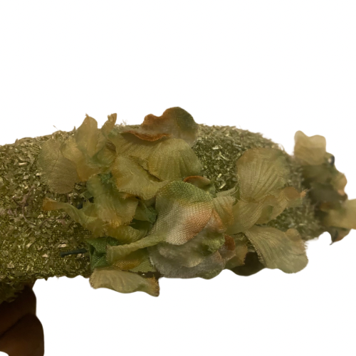 Vintage Textured Chartreuse Grassy Green Flower Pillbox Hat