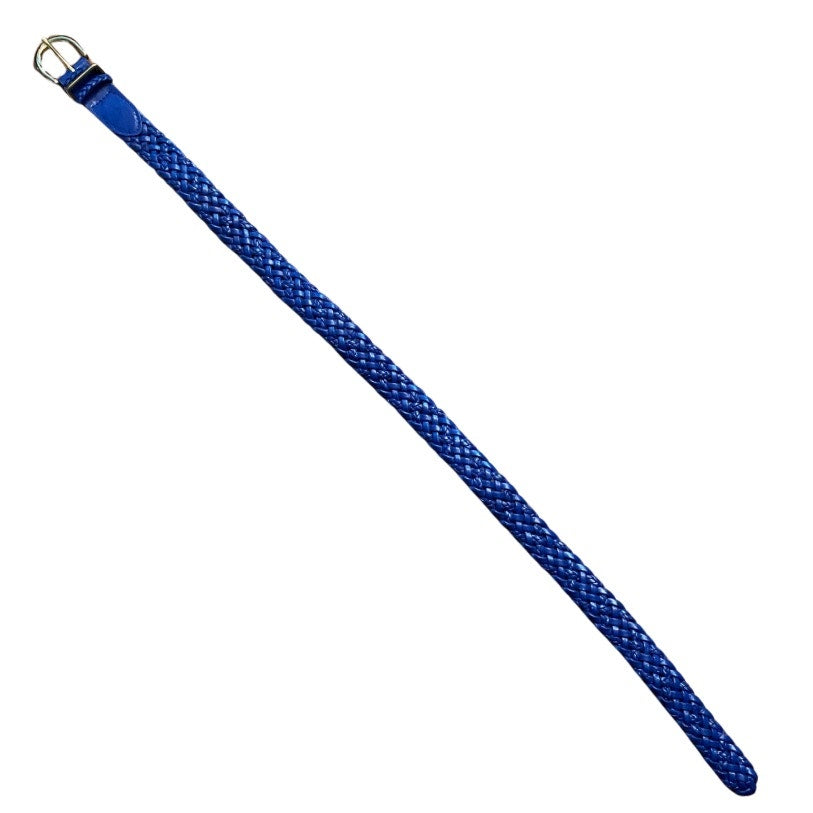 Royal Blue Vintage Talbots Woven Leather Belt with Solid Brass Buckle (XS/S)