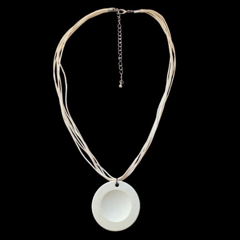 Cream Ceramic Avon “Haiku Awakenings” Pendant Necklace