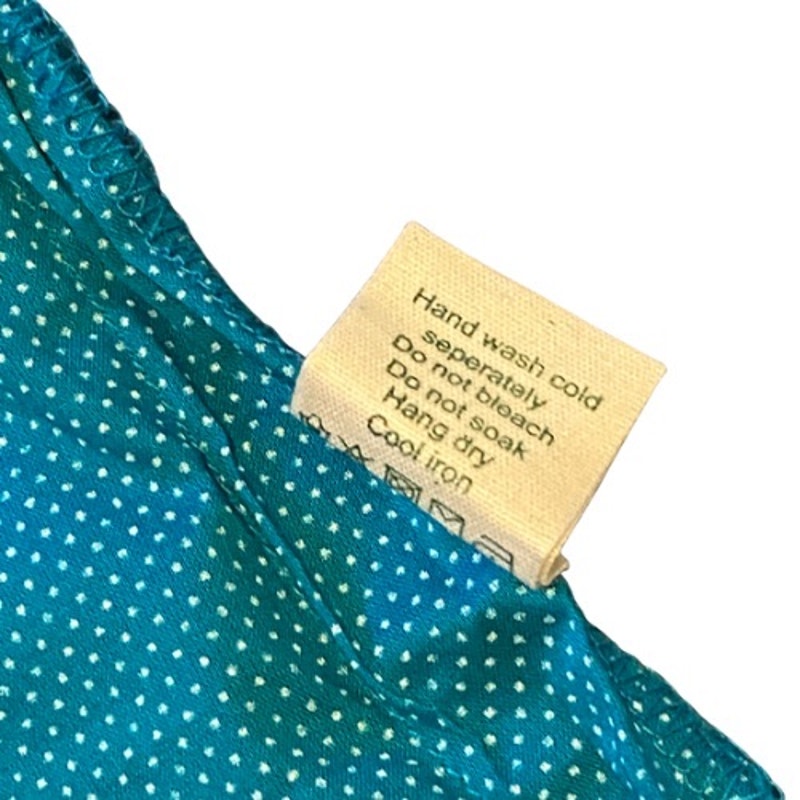 NWT Teal Blue & White Polka Dot Embroidered Floral Cotton Sleeveless Tunic Top (S)