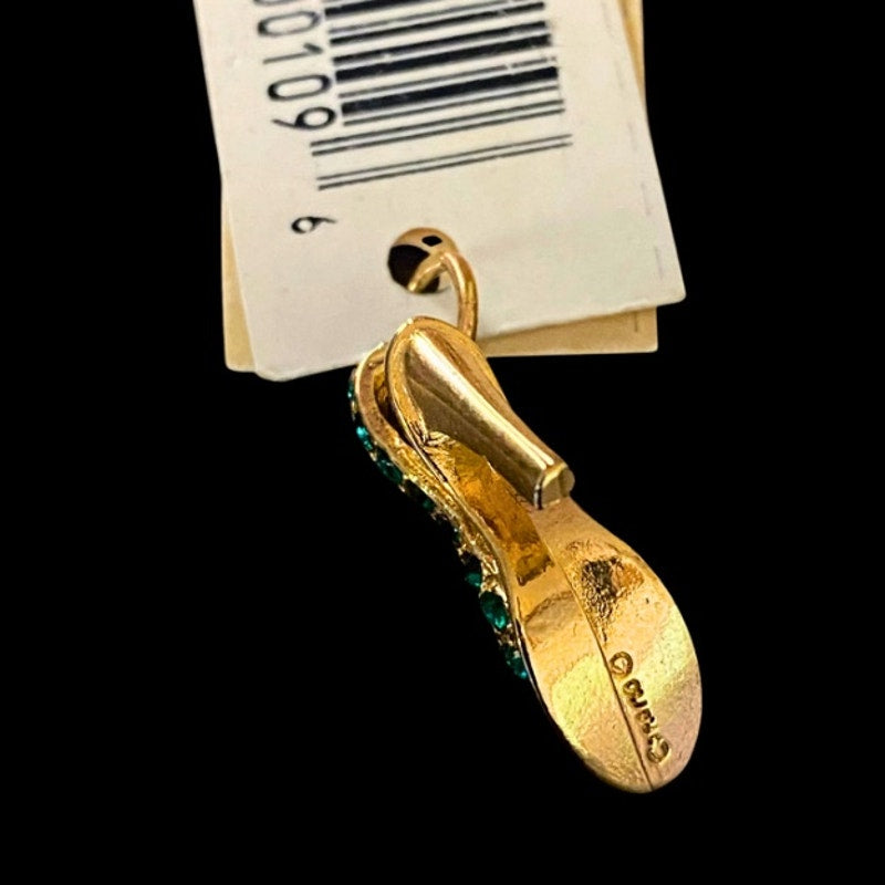 Vintage NWT May “Birthday Girl” Emerald Green Rhinestone Studded Yellow Gold Slingback Heel Charm