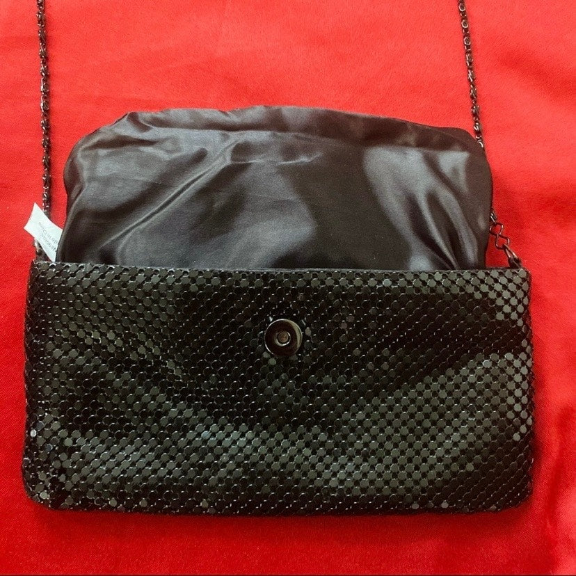 Vintage Black Rectangular Metallic Mesh Shoulder Bag